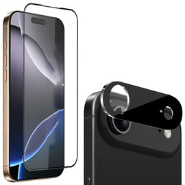Edge-to-Edge Full Coverage Tempered Glass Screen Protector + Camera Lens Protector (Black) for iPhone Air