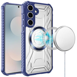 Fusion Evo Transparent Case with Magnetic Ring for Samsung Galaxy S25 FE - Blue