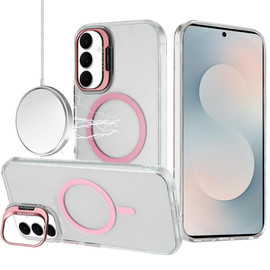 InFrame Series Magnetic Crystal Case with Camera Ring Stand for Samsung Galaxy S25 FE - Pink