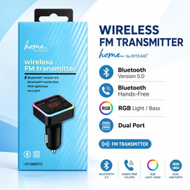 Home by RITEAID FM Transmitter Car Charger with Dual USB-A Charging Ports