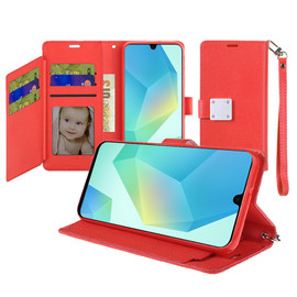Extra Series Essential Leather Wallet Stand Case for Samsung Galaxy A17 5G - Red