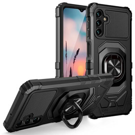 Military Grade Robotic Series Hybrid Case with Ring Grip for Samsung Galaxy A17 5G - Black