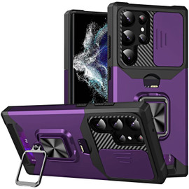 Military Grade All-In-One Ring Stand Card Case for Samsung Galaxy S26 Ultra - Purple