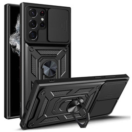 Military Grade Superior Series Hybrid Case with Ring Grip and Camera Lens Cover for Samsung Galaxy S26 Ultra - Black