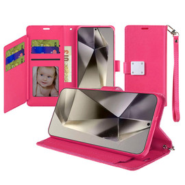 Extra Series Essential Leather Wallet Stand Case for Samsung Galaxy S26 Ultra - Pink