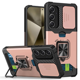 Military Grade All-In-One Ring Stand Card Case for Samsung Galaxy S26 - Rose Gold