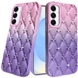 Floral Joy Diamond Crystal TPU Case for Samsung Galaxy S26 - Light Pink Purple