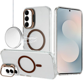 InFrame Series Magnetic Crystal Case with Camera Ring Stand for Samsung Galaxy S26 - Desert Gold