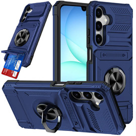 Military Grade All-In-One Ring Stand Case with Card Pocket for Samsung Galaxy A17 5G - Blue