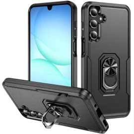 Military Grade TUFF Shockproof Hybrid Armor Case with Ring Grip for Samsung Galaxy S26 - Black