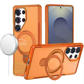 Magnetic Armor Stand Case for Samsung Galaxy S26 Ultra - Cosmic Orange