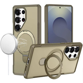 Magnetic Armor Stand Case for Samsung Galaxy S26 Ultra - Khaki