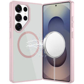 HD Slim Transparent Crystal Case with Magnetic for Samsung Galaxy S25 Ultra - Pink