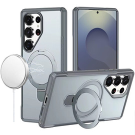 Magnetic Armor Stand Case for Samsung Galaxy S25 Ultra - Grey