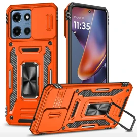 Military Grade Ring Holder Case with Camera Lens Cover for Motorola Moto G Power 2026 / 2025 - Cosmic Orange