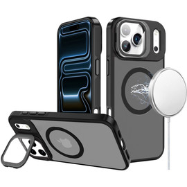 InFrame Series MagSafe Hybrid Case with Aluminum Camera Ring Stand for iPhone 17 Pro Max - Black