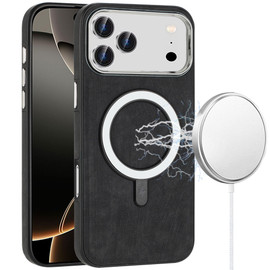 Premium Leather Case with MagSafe for iPhone 17 Pro Max - Black