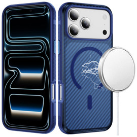 Carbon Fiber Series Hybrid Case with MagSafe for iPhone 17 Pro Max - Blue