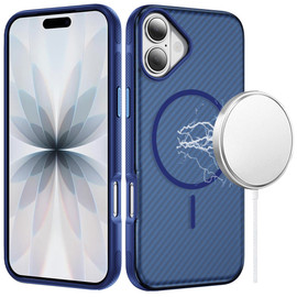 Carbon Fiber Series Hybrid Case with MagSafe for iPhone 17 - Blue