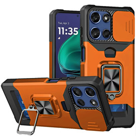 Military Grade All-In-One Ring Stand Card Case for Motorola Moto G Stylus 2026 / 2025 - Cosmic Orange