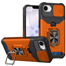 Military Grade All-In-One Ring Stand Card Case for iPhone 17e / 16e - Cosmic Orange