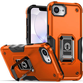 Military Grade Shockproof Hybrid Armor Case with Ring Grip for iPhone 17e / 16e - Cosmic Orange