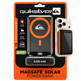 Quiksilver 5000mAH MagSafe Solar Power Bank Battery Charger with Flash Light - Orange