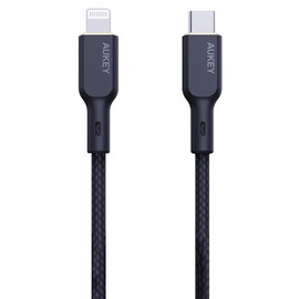 Aukey Circlet CL MFi Certified Lightning to USB-C Charge and Sync Cable - Black