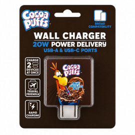 Orbit Innovations Official Licensed 20W Power Delivery 2 Port USB-C and USB-A Wall Charger - Cocoa Puffs