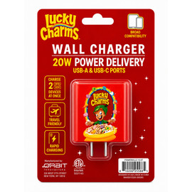 Orbit Innovations Official Licensed 20W Power Delivery 2 Port USB-C and USB-A Wall Charger - Lucky Charms