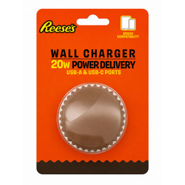 Orbit Innovations Official Licensed 20W Power Delivery 2 Port USB-C and USB-A Wall Charger - Reese's