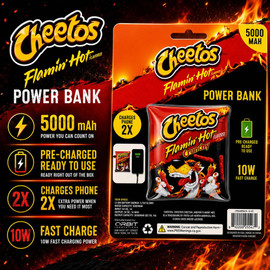 Orbit Innovations Official Licensed Portable 5000mAh Power Bank Dual USB-C + USB-A Battery Charger - Cheetos Flamin' Hot