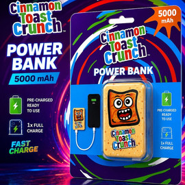 Orbit Innovations Official Licensed Portable 5000mAh Power Bank Dual USB-C + USB-A Battery Charger - Cinnamon Toast Crunch