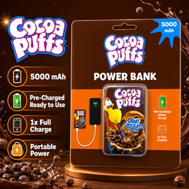 Orbit Innovations Official Licensed Portable 5000mAh Power Bank Dual USB-C + USB-A Battery Charger - Cocoa Puffs