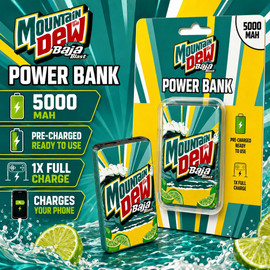 Orbit Innovations Official Licensed Portable 5000mAh Power Bank Dual USB-C + USB-A Battery Charger - Mountain Dew Baja Blast