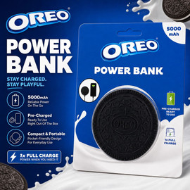 Orbit Innovations Official Licensed Portable 5000mAh Power Bank Dual USB-C + USB-A Battery Charger - Oreo