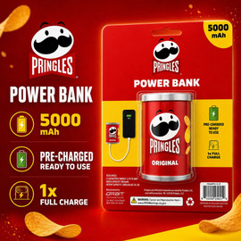 Orbit Innovations Official Licensed Portable 5000mAh Power Bank Dual USB-C + USB-A Battery Charger - Pringles