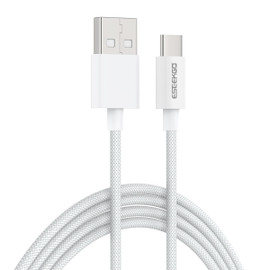 10 ft USB-C to USB-A High-Speed Charge and Sync Braided Cable - White