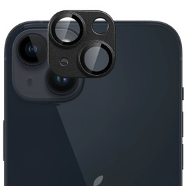 Unibody Matte Metal Tempered Glass Camera Lens Protector for iPhone 15 / iPhone 15 Plus - Black