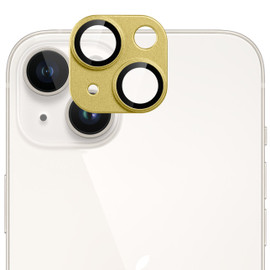 Unibody Matte Metal Tempered Glass Camera Lens Protector for iPhone 15 / iPhone 15 Plus - Gold