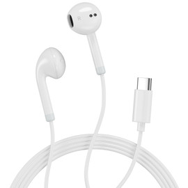 Hi-Fi Digital Audio Circular Wired Earphones with USB-C Connector - White