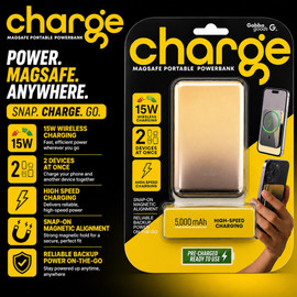 Gabba Goods 5000mAh Metallic MagSafe 15W Magnetic Wireless Charging Power Bank Battery - Gold