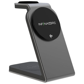 InfinaCore T3 Pro 3-in-1 Qi2 Certified MagSafe Magnetic Wireless Charging Station - Black Frost
