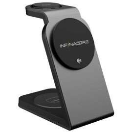 InfinaCore T3 Pro 3-in-1 Qi2 Certified MagSafe Magnetic Wireless Charging Station - Blue Steel