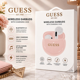 Guess TWS True Wireless Bluetooth v5.3 Earbuds - Pink
