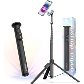 KraftGeek JustTap MagSafe Compatible Magnetic Phone Tripod Selfie Stick - Black