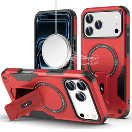 Military Grade HD Armor MagSafe Case with Kickstand for iPhone 17 Pro - Red