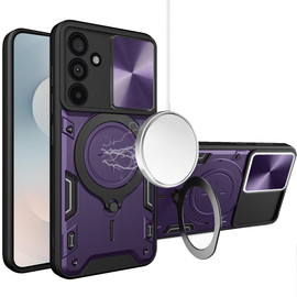 Superior Series Hybrid Case with Magnetic Ring Stand and Camera Lens Cover for Samsung Galaxy S26 FE - Purple