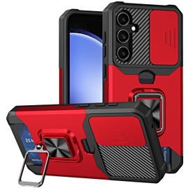 Military Grade All-In-One Ring Stand Card Case for Samsung Galaxy S26 FE - Red