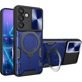 Superior Series Hybrid Case with MagSafe Magnetic Ring Stand and Camera Lens Cover for Samsung Galaxy S26 FE - Blue